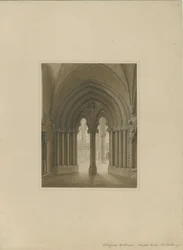 Innenraum der Kathedrale von Lichfield - Tür des Kapitelsaals: Sepiazeichnung