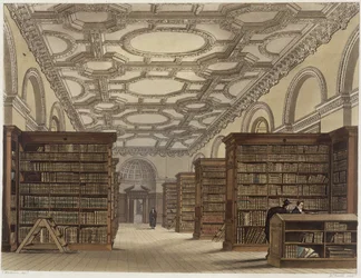 Innenansicht der öffentlichen Bibliothek, Cambridge, aus 