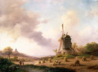 Erntearbeiter in einer weiten Landschaft, 1850