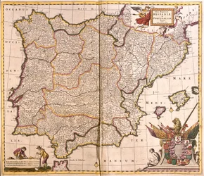 Karte der Iberischen Halbinsel, Spanien und Portugal