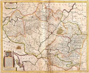 Karte des Königreichs Aragon (Spanien) (Radierung)