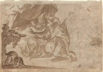 Jakob und Rebekka vor Isaak [recto]