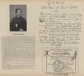 Die Kommune von Paris, Charles Amouroux, Faksimile eines Passierscheins für den Fall der Vendome-Säule