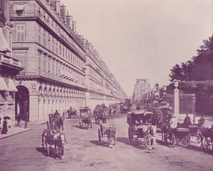 Paris: Rue de Rivoli, Blick nach Osten, von Place de la Concorde (s/w Foto)