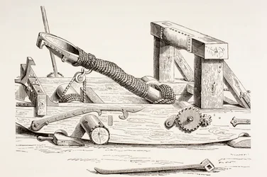 Mangonel des 15. Jahrhunderts, aus Les Arts au Moyen Age, veröffentlicht 1873