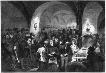 Ein Café befindet sich im Keller des Esterhazy-Palastes (Esterhazykeller) in Wien, Österreich