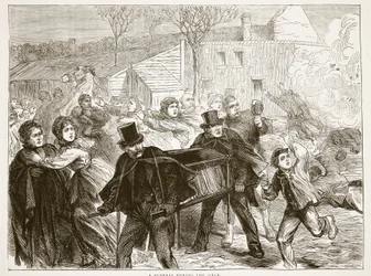 Eine Beerdigung während der Belagerung, März 1871, Illustration aus Cassells Geschichte des Krieges zwischen Frankreich und Deutschland, 1870-1871