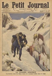 Ein Postbote rettet einen Reisenden, der sich im Schnee in den Alpen verirrt hat