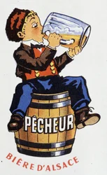 Werbung für das Elsässer Bier „Fisherman“