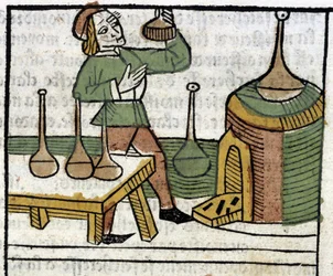 Alchemist - in "Les propriétaires des choses corporelles et spirituelles" (Buch XVIII) von Glanville, Lyon