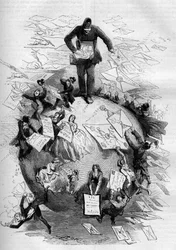 Allegorie des Postboten, der seine Post verteilt.