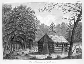 Ein amerikanisches Blockhaus, graviert von Tardieu