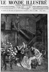 Ein Nachmittag um eine Partitur in einem Pariser Salon. Gravur in „The Illustrous World“ im Jahr 1888.