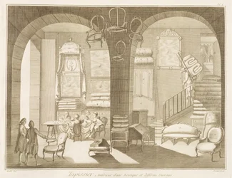 Eine Polsterwerkstatt, aus der Encyclopedie des Sciences et Metiers von Denis Diderot (1713-84) veröffentlicht ca. 1770