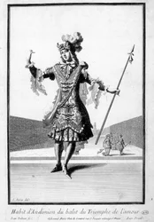Andimions Kostüm des Balletts des Triumphs der Liebe - Gravur
