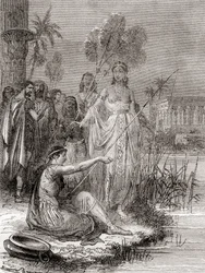 Antonius und Kleopatra fischen mit einer Flottille kleinerer Boote auf dem Nil, aus 