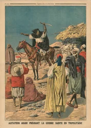 Arabischer Agitator predigt den Heiligen Krieg in Tripolitanien, Illustration aus 