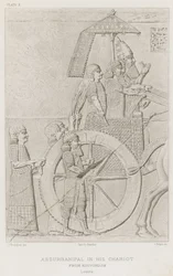 Assurbanipal in seinem Streitwagen, aus Kouyundjik, Louvre