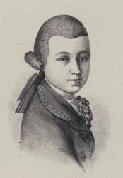 Der österreichische Komponist Wolfgang Amadeus Mozart im Alter von vierzehn Jahren