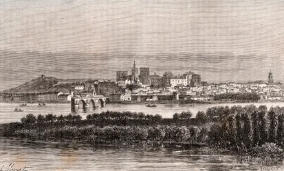 Avignon im Vaucluse - Gravur in „La France illustree: geographie, histoire, administration statistique“ von V.A. Malt-Brown. 1884