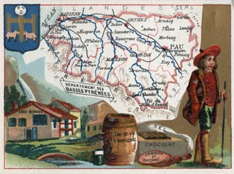 Basses-Pyrénées, heute Pyrénées-Atlantiques (64), Aquitanien, Frankreich. Die Thermalbäder von Eau-Bonnes, Eau de Vie d