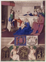 Geburt von Johannes dem Täufer (Innenansicht), nach einem Gemälde Frankreichs aus dem 15. Jahrhundert