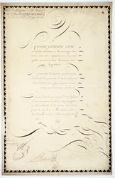 Kalligraphie: Empfangsstück datiert 1737 von Andre Francois Roland.