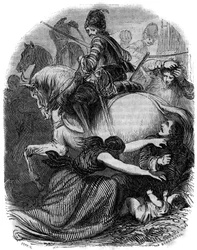 Kamisardenkrieg von 1702-1705, der die Protestanten der Cevennen gegen die königliche katholische Regierung stellt. Massaker an Protestanten in den Cevennen.