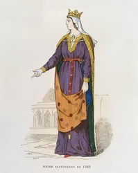 Kapetingische Königin im Jahr 1360, aus Costumes civils et militaires des francais a travers les siecles