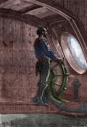 Kapitän Nemo am Steuer der Nautilus, aus 