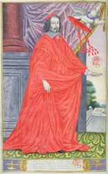 Kardinal Mazarin, Illustration aus Les Panegyriques des Hommes Illustres de Notre Siecle von Puget de la Serre, 1655