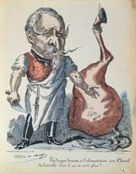 Karikatur von Napoleon III. (1808-73) als Pferdemetzger während der Belagerung von Paris, 1870