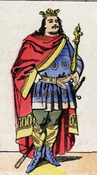 Karolingische Dynastie: Porträt von Karl III. der Dicke (839-888) König der Franken von 881 bis 887. Epinal-Bildgebung aus dem späten 19. Jahrhundert. Private Sammlung.