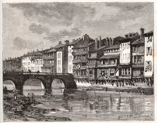 Castres - Languedoc-Roussillon-Midi-Pyrenees - Gravur in „La France illustree: geography, history, statistical administration“ von V.-A. Malt-Brown. 1884