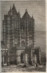 Kathedrale Notre-Dame de Noyon in der Oise, Picardie - Gravur in „Histoire de France“ von Victor Duruy (1811-1894) - 1882