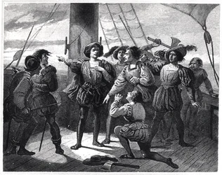 Christoph Kolumbus (1450-1506) erschreckt seine Crew