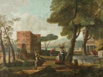 Klassische Landschaft mit Sphinx, ca. 1700