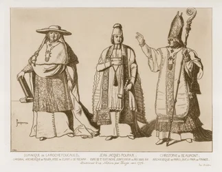 Klerikale Kleidung, Zeichnungen nach Kunstwerk von Touzee, circa 1776