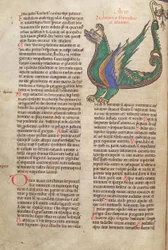 Text mit Illustration eines Drachen, aus Liber Floridus von Lambert de Saint-Omer, ca. 1120