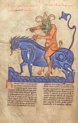 Satan reitet einen Behemoth, aus Liber Floridus von Lambert de Saint-Omer, ca. 1120