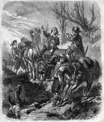 Konvoi von Charles, Marquis von Albert, Herzog von Luynes (1578-1621) französischer Staatsmann, Konnetabel und erster Herzog von Luynes. Gravur in „Histoire des papes-kings-queens-et-empereurs à travers les siècles“ von Maurice Lachatre