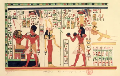 Kopie eines Freskos aus dem Tempel von Amenophis III. in El Kab (Elethya) 1841
