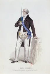 Kostüm eines Freimaurers für seine Aufnahme in den Meistergrad, um 1848