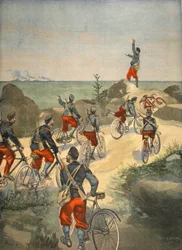 Radfahrdienst entlang der Küste Kubas, Illustration aus Le Petit Journal: Supplement illustre, 1898