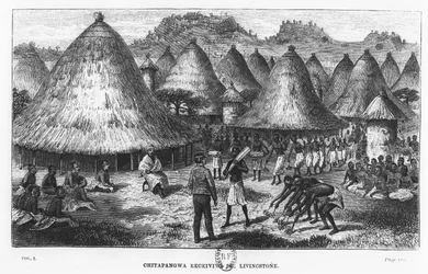 David Livingstone wird in einem Dorf in der Region der Großen Seen in Zentralafrika begrüßt