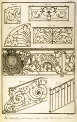 Dekoratives Eisenwerk, aus Diderots Enzyklopädie, veröffentlicht 1771