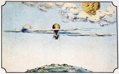 Abreise zum Mond in einem Ballon - in „Reise zum Mond“ von A. de Ville-d