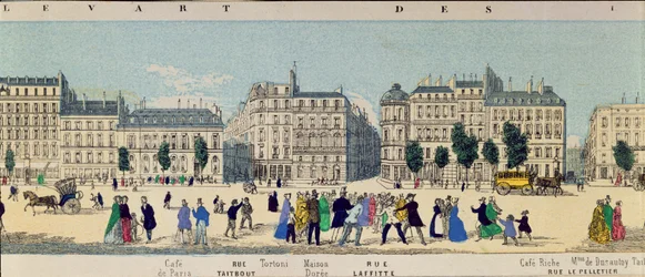 Detail eines Panoramas des Boulevard des Italiens, ca. 1840