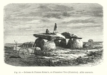 Dolmen von Pennou Kreach, in Plouneour Trez, Finistère, überdachter Gang