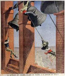Osterglockenläuten an der Giralda in Sevilla, Titelillustration für Le Petit Journal, 19. April 1908